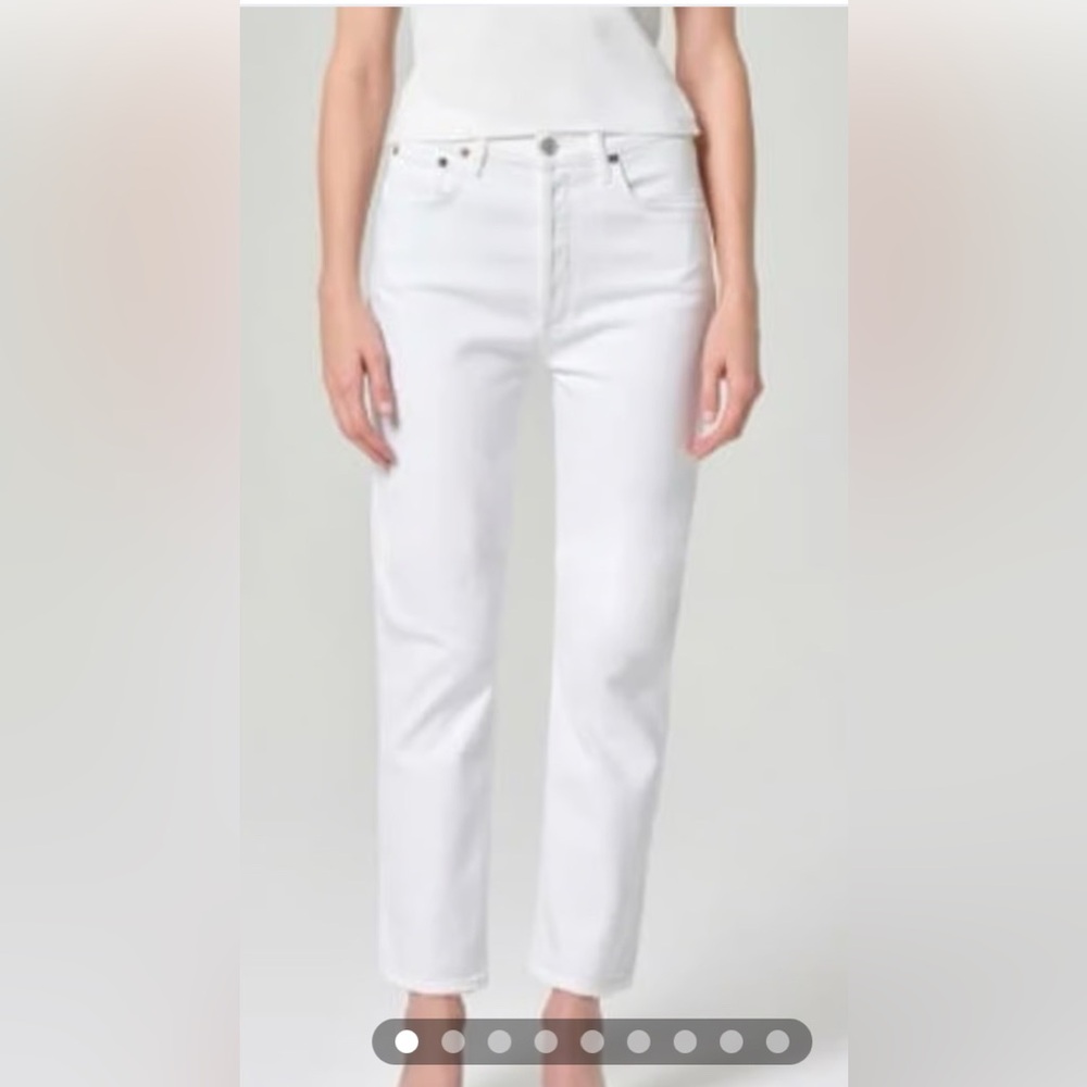 Agolde Women's Straight Leg Riley Long White Jeans - Color: Sour Cream Siz 27